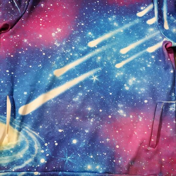 Galaxy Hoodie Mens Large All Over Print Long Sleeve Sweatshirt - Picture 3 of 6